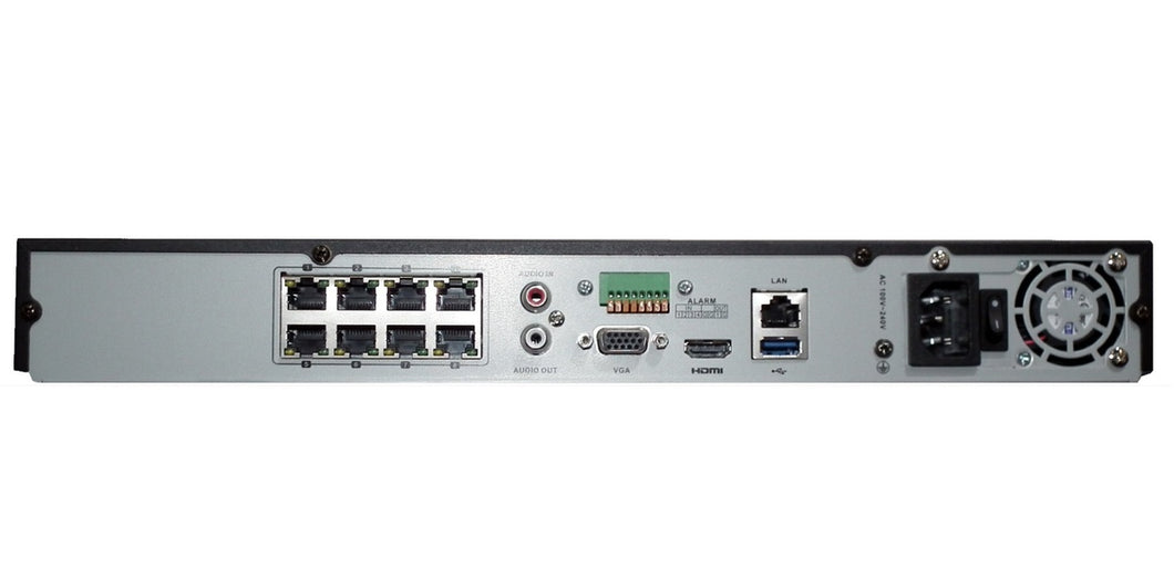 8-channel 1U 8 PoE 4K NVR